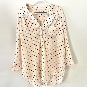 Cream Polka Dot Blouse for Women Medium New with Tags